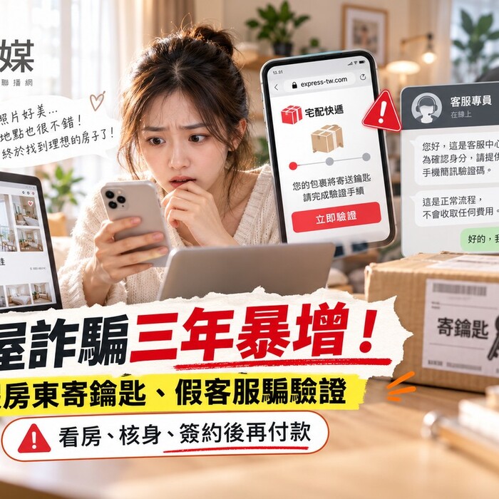 租屋詐騙三年暴增！假房東寄鑰匙、假客服騙驗證 新鮮人遭詐5萬5
