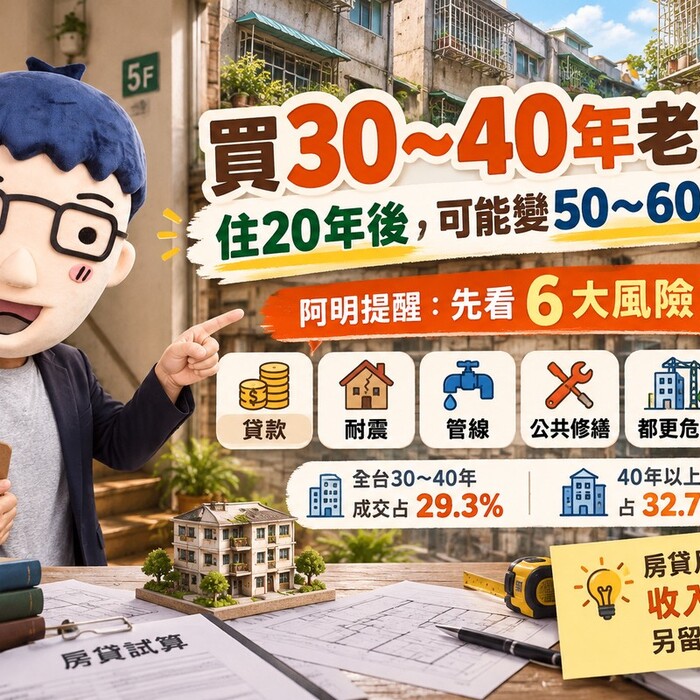 買30～40年老屋要注意什麼！住20年變50～60年老宅　阿明提醒貸款、耐震、管線、都更6大風險