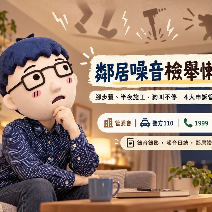 樓上腳步聲吵整晚、半夜施工、狗叫不停！鄰居噪音檢舉懶人包　阿明整理4大申訴管道與蒐證技巧