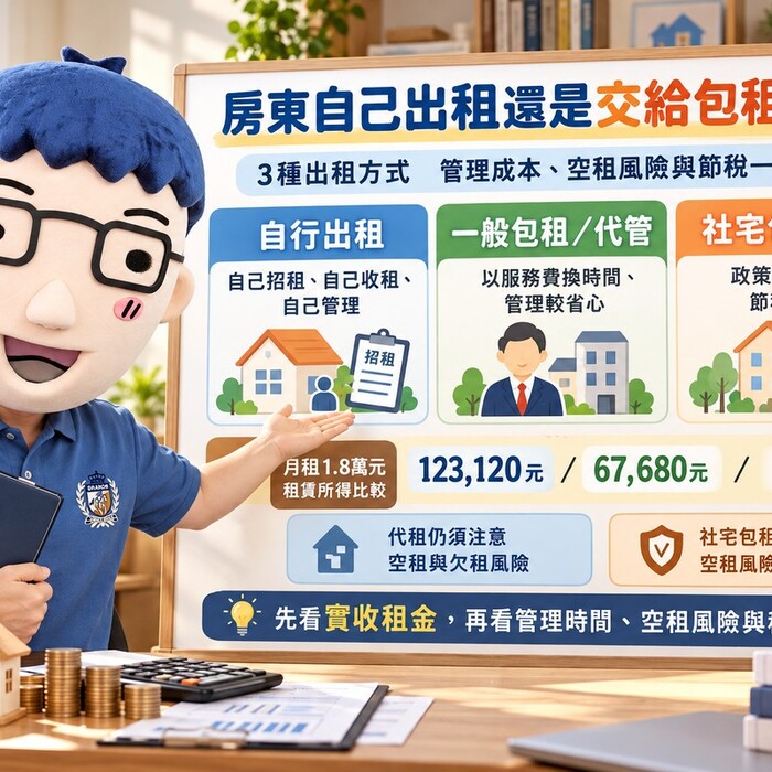 房東自己出租還是交給包租代管！阿明比較3種出租方式　管理成本、空租風險與節稅一次看