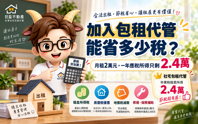 加入包租代管能省多少稅｜月租2萬元一年應稅所得只剩2.4萬