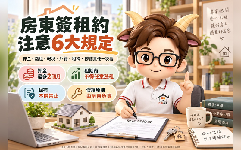 房東簽租約注意6大規定！押金最多2個月　漲租、報稅、遷戶籍、租補都有法律限制