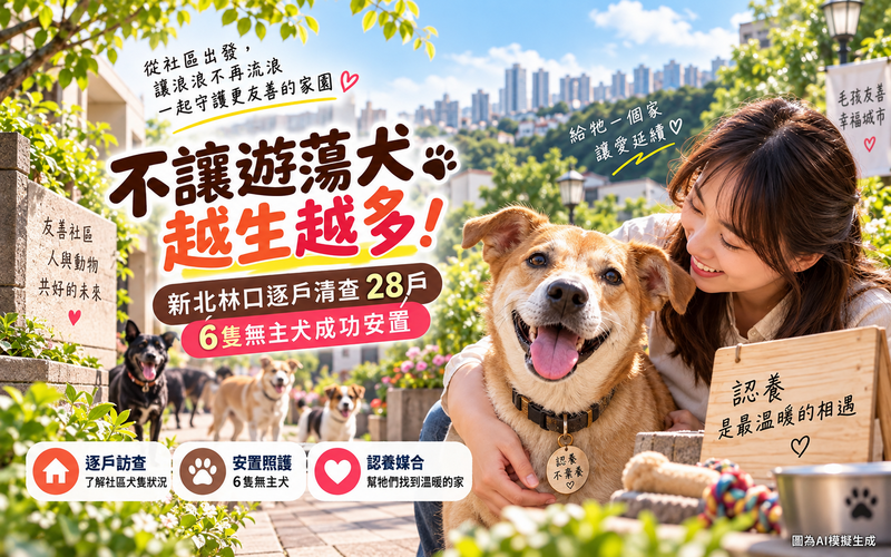 新北林口出招管遊蕩犬！逐戶清查28戶　6隻無主犬成功安置