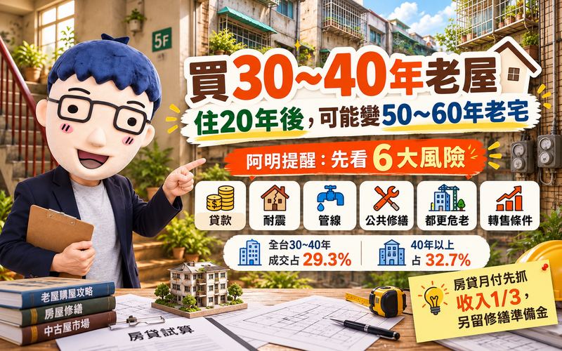 買30～40年老屋要注意什麼！住20年變50～60年老宅　阿明提醒貸款、耐震、管線、都更6大風險