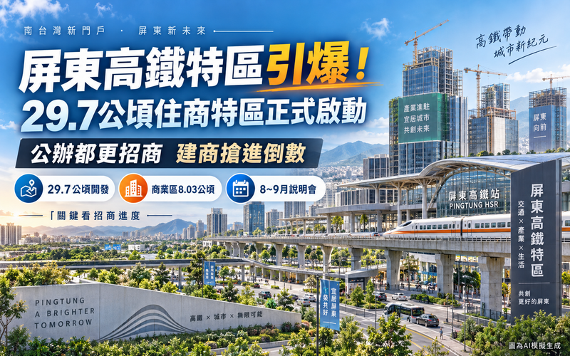 屏東高鐵特區引爆！29.7公頃住商特區正式啟動 建商搶進倒數