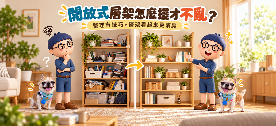 開放式層架怎麼擺才不亂？整理有技巧，層架看起來更清爽