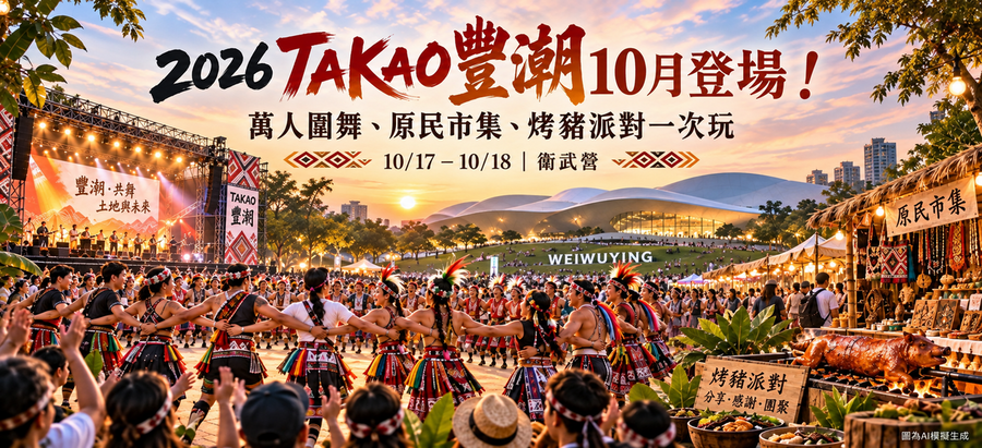 南台灣原民盛事10月登場！「2026 TAKAO豐潮」萬人圍舞、市集、烤豬派對一次玩