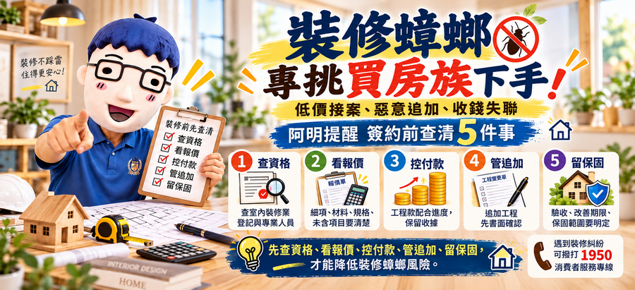 裝修蟑螂專挑買房族下手！低價接案、惡意追加、收錢失聯　阿明提醒簽約前查清5件事