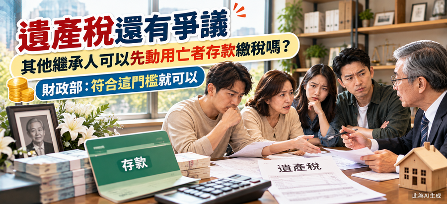 遺產稅還有爭議，其他繼承人可以先動用亡者存款繳稅嗎？財政部：符合這門檻就可以
