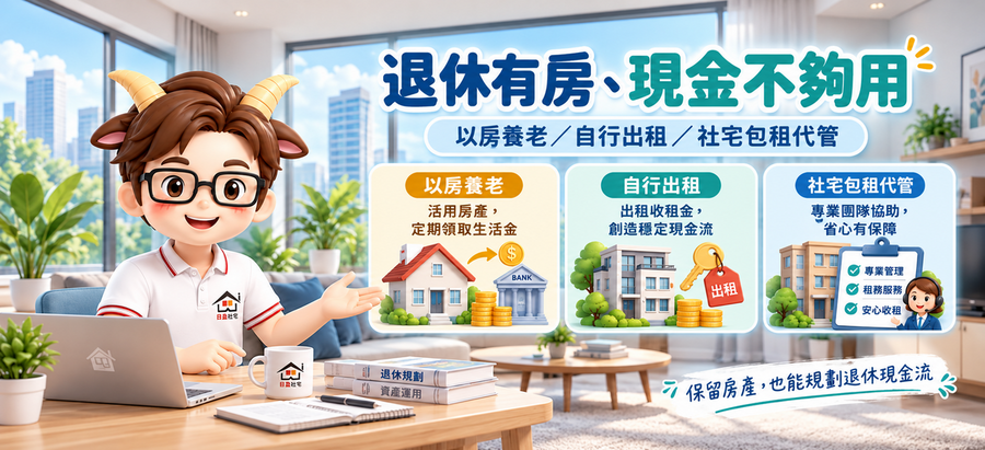 退休有房、現金不夠用｜以房養老、自行出租、社宅包租代管3種現金流一次看