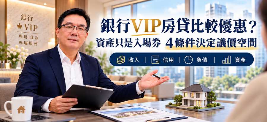 銀行VIP房貸比較優惠！資產只是入場券　富哥：收入、信用、負債、資產4條件決定議價空間